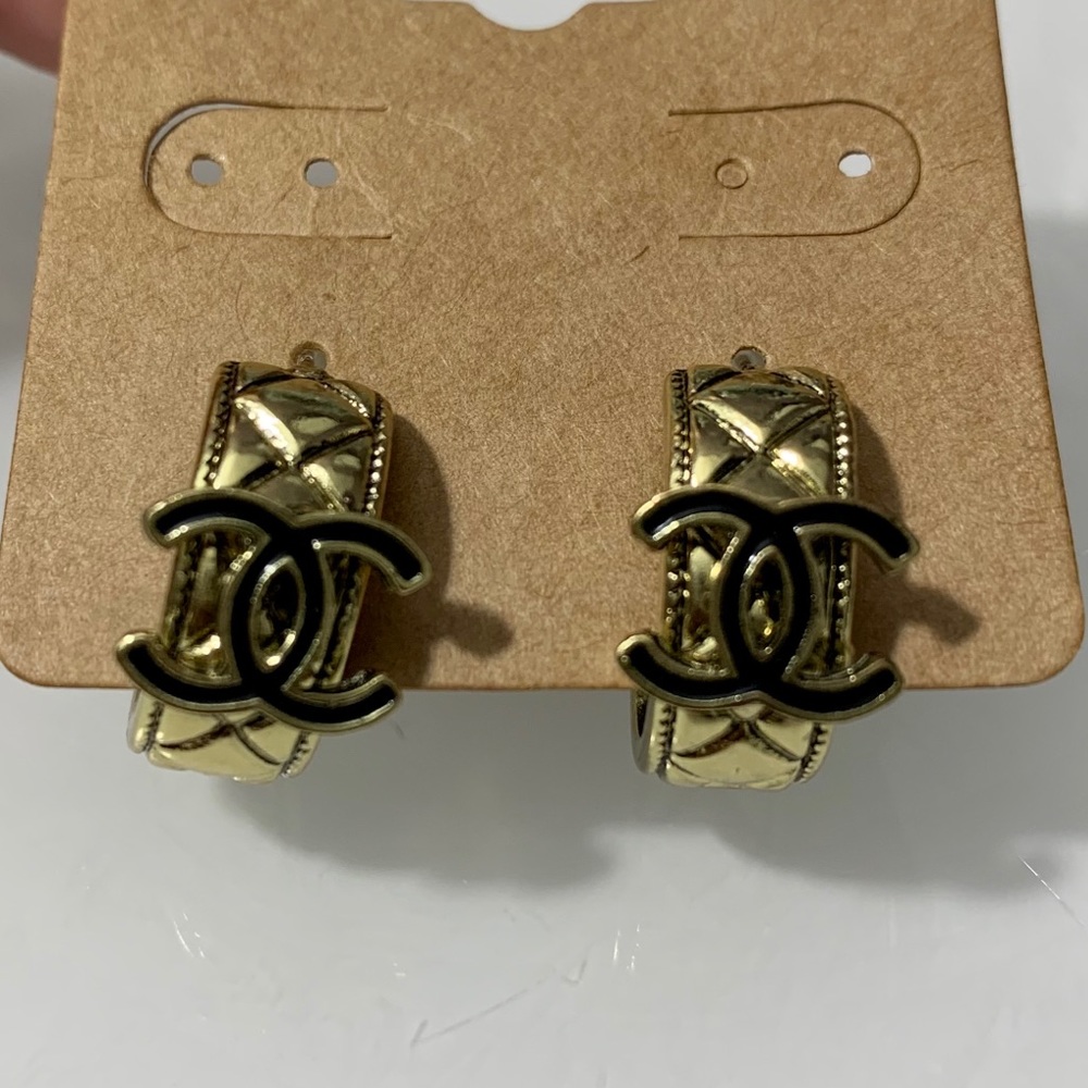 Brushed Gold Double C Earrings